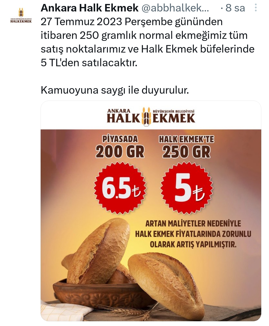 ZAMDA HIZLI ÇALIŞMADA YAVAŞ...ANKARADA HAKL EKMEĞE ZAM GELDİ